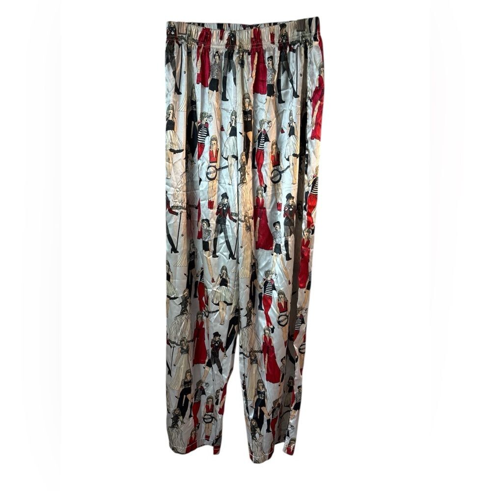 Taylor Swift Red Era pajama pants Medium satin silky sleep lounge Swiftie